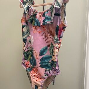 Tropical Floral One-Piece Girls Swimsuit